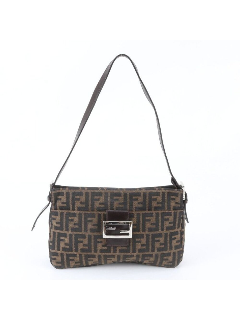 Fendi Zucca Mamma Bucket FF Leather Shoulder Bag Hand Brown